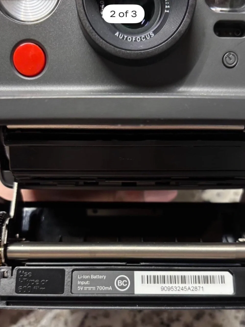 Polaroid Instant Camera in Gray with Red Shutter Button